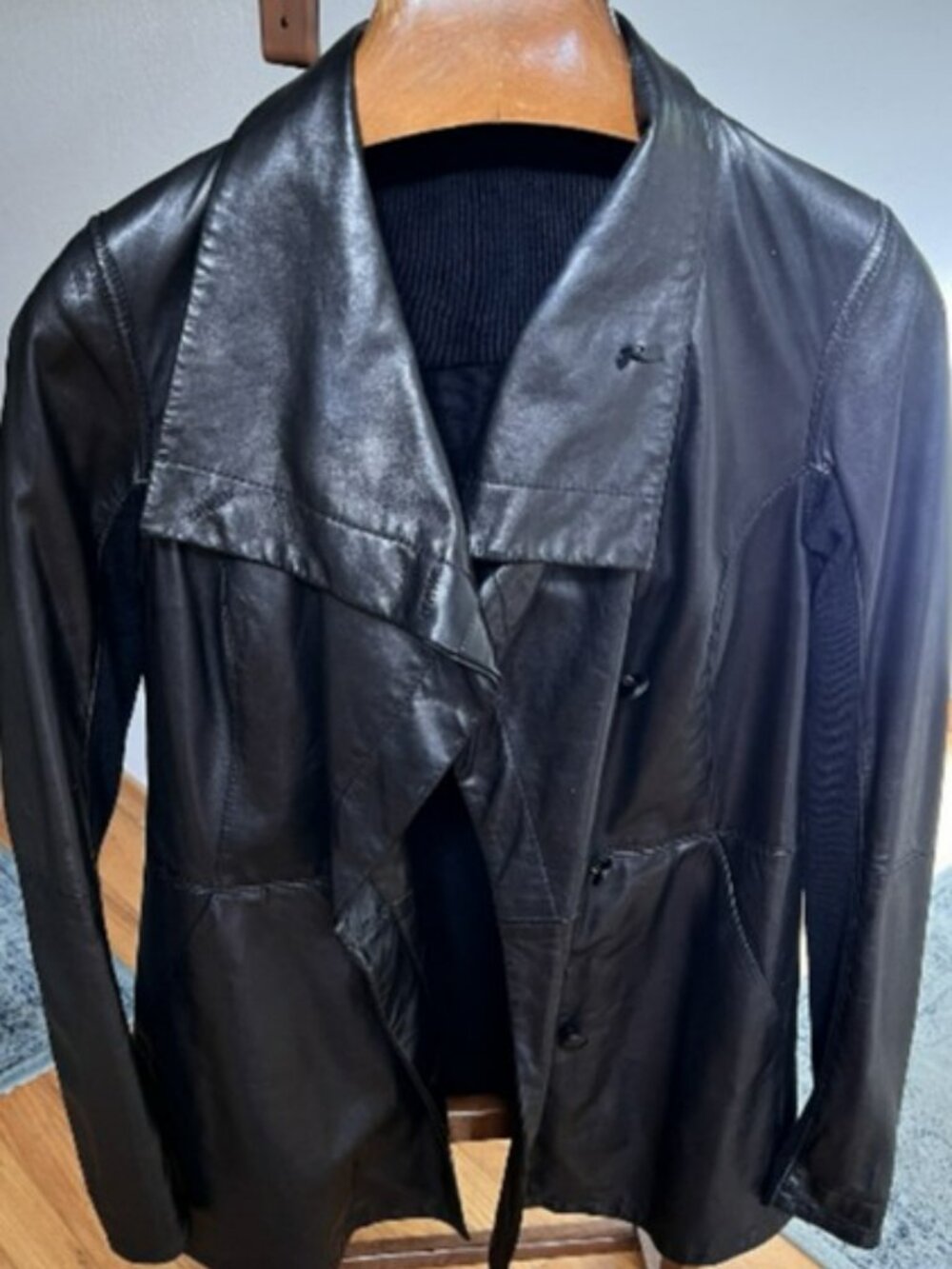 PRISTINE Gimo's Italy Black Lambskin Asymmetric Jacket IT 42 S Rick Owens Style